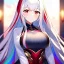 Placeholder: Clear focus, 8k, high quality, detailed, beautiful lighting, girl, vibrant colors, white long hair, vibrant red eye, two tone hair,