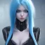 Placeholder: beautiful cyberpunk anime girl blue hair, height, on top of tall building, 4K, 8K, detailed, body suit