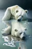 Placeholder: polar bear melting into a puddle, hyper realistic photography, detailed expression of agony, hyper realistic fur and anatomy details, Takeshi Kawano style