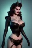 Placeholder: Rita Hayworth as evil queen in black leather, busty, cleavage, dominatrix, curvy, angry, stern look. character design by cory loftis, fenghua zhong, ryohei hase, ismail inceoglu and ruan jia. unreal engine 5, artistic lighting, highly detailed, photorealistic, fantasy