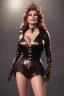 Placeholder: Raquel Welch as evil queen in black leather gown, angry, busty, curvey, cleavage, unreal 5, octane render,cinema4d, dynamic lighting, dramatic lighting, 4k, redshift render, highly detailed, hyper realistic