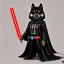 Placeholder: darth shiba inu sith lord with a red light saber glowing