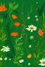Placeholder: flores explotando en un fondo verde
