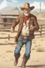 Placeholder: drunk old cowboy run bare