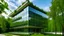 Placeholder: Eco-friendly glass office featuring sustainable building with green environment and trees