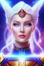 Placeholder: young cosmic woman admiral from the future, one fine whole face, large cosmic forehead, crystalline skin, expressive blue eyes, blue hair, smiling lips, very nice smile, costume pleiadian,rainbow ufo Beautiful tall woman pleiadian Galactic commander, ship, perfect datailed golden galactic suit, high rank, long blond hair, hand whit five perfect detailed finger, amazing big blue eyes, smilling mouth, high drfinition lips, cosmic happiness, bright colors, blue, pink, gold, jewels, realistic, real