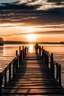 Placeholder: imagen panorámica de un muelle al atardecer con aire nostálgico y una persona que parece estar esperando hace rato a alguien que aun no llega