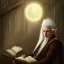 Placeholder: portrait of one calm old elf with white hair in brown suit reading a legendary book, fantasy character, somber, gloomy lighting, epic perspective, trending on artstation