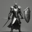 Placeholder: franz frazetta style, knight with sword and shield, dark soul like