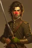 Placeholder: european brown hair young adult royal guard swordsman with rapier dieselpunk