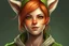 Placeholder: A female with short red hair, dark green eyes, large orange fox ears on top of her head, slight smile, pale skin, realistic