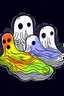 Placeholder: Spooky Ghosts in the shape of an outsole. Use only 3 colours.