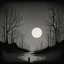 Placeholder: Mesmerized by the moon, by Don Hertzfeldt, dark colors, complex contrast, dynamic composition