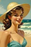 Placeholder: a pretty lady on the beach