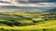 Placeholder: View across the valley in the Yorkshire Dales with beautiful clouds, late afternoon sunshine, stone walls enclosing the fields, gentle hills and valleys, river, calm, peaceful, tranquil, beautiful composition