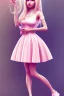 Placeholder: Teen girl, pink dress, long blonde hair, cute, beautiful