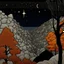 Placeholder: Autumn colors, peaceful, Egon Schiele, Max Ernst, Vincent Van Gogh, Henri Rousseau, silver rust gradient, night sky filled with galaxies and stars, rocks, trees, flowers, one-line drawing, sharp focus, 8k, deep 3d field, intricate, ornate