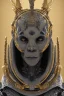 Placeholder: black male African Egyptian alien, cracks in the voodoo head, wicked, diamond eyes, crown, blood, 8k, finely detailed, photo realistic, leopard robe turquoise skull head gold dragon space alien rain skeleton gold teeth silver crown silver space suit spaceships