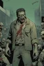 Placeholder: zombie, portrait, comic book, full body, standing, mean, illustration, lloking sideways