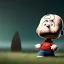 Placeholder: Scared Charlie brown running away from an alien spaceship abducted