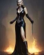 Placeholder: old evil queen in black leather gown, femme fatale, volouptous, busty, cleavage, angry, emperious, 8k resolution concept art portrait by Greg Rutkowski,
