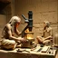 Placeholder: Ancient Egyptians constructing an electron microscope.