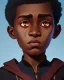 Placeholder: Portrait of a gorgeous black skinned toddler warlock boy with dark hair by Jim Kay