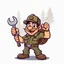 Placeholder: retro cartoon company mascot of a vehicle mechanic with a hint of forest ranger, holding a torque-wrench.