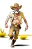 Placeholder: Bare drunk old cowboy in pants runner