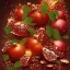 Placeholder: Pomegranate with fiery skin and sparkling diamond seeds, with full details, 8k, 16k