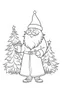 Placeholder: coloring page for kids, Santa GIFT CHILDERN TREE, cartoon style, thick outline, low details, no shading, no color