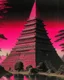 Placeholder: A magenta shining light pyramid with glowing eyes painted by Utagawa Hiroshige