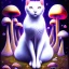 Placeholder: mystical white cat sits on a psychedelic mushroom