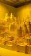 Placeholder: A golden yellow city made out of blocks painted by Claude Monet