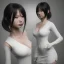 Placeholder: hitomi tanaka, dress white, long black hair, realistic, intriacte detail, sci-fi fantasy style, volumetric lighting, particales,highly detailed,cinamatic, deep colours,8k