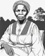 Placeholder: Outline art for coloring pages with Harriet Tubman, white background, sketch style, only use black outline, white background, no shadows and well and clear outline