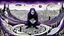 Placeholder: inner world ,a nonbinary human figure crouched in the middle of a multi-layered thick amorphous block of stone consisting of several layers, around weird whimsical landscape city in the distance, pale eyes, pale hands faint human figures, dark purple, gray, black, white, brown. Whimsical style of Chagall , of Minjae Lee and Anton Semenov, lonely with absurd broken land, neuron network background, surreal vibe