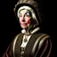 Placeholder: A portrait of an elderly british aristocrat woman from XV century in strict expensive clothes