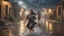 Placeholder: Hyper Realistic Beautiful-Happy-Pashto-Woman running across the streets of her village riverside at heavy-rainy-night with dramatic-&-cinematic-ambiance