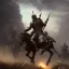 Placeholder: frank frazetta style, knight on battlefield, wasteland