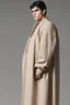 Placeholder: Men's Superman's Balenciaga coat Winter elegant inspired by Superman's emblem design beige tones with dual color on a white background, product catalog photography, soft spot lighting, depth of field, 4k –ar 3:5 –q 2