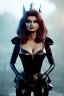 Placeholder: young sophia loren as evil queen in black leather, angry, stern look, volumetric lighting, particales,highly detailed,cinematic, deep colours,8