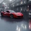 Placeholder: red Ferrari 488 in the rain at night