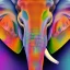 Placeholder: Elephant head portrait, bright colors, splash paint, centered, detail, 8k resolution