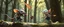Placeholder: rat gremlin elf halfling pixie runner, airbrush and pen outline, realistic 3d rendering with high contrast forest background