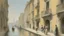 Placeholder: a painting of people walking down a street next to a body of water by Telemaco Signorini, featured on pixiv, american barbizon school, academic art, cityscape, henry moore