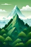 Placeholder: On the top, peak, highest over green leaves, trees, and landscape.