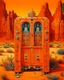 Placeholder: An orange colored secret vault with robots designed in Navajo baskets painted by Albrecht Durer