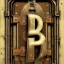 Placeholder: The letter P as in peter from the alphabet, constructed from machine parts, steampunk-style as a door sign