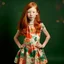 Placeholder: pretty girl, age 10, ginger hair, colourful, gentle, dress, full-body